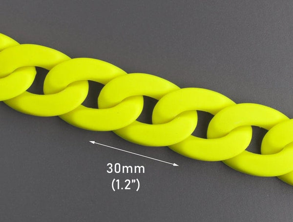 1ft Large Matte Neon Yellow Acrylic Chain Links, 30mm, For Cyberpunk and Cosplay