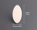 4 Bone White Oval Charms, 1 Hole, Flat Round Discs, Ivory Colored Tags for Earrings and Keychain, 44 x 21.5mm