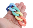 1ft Matte Rainbow Plastic Chain Links, 39mm, Acrylic Chain, Random Mixed Colors