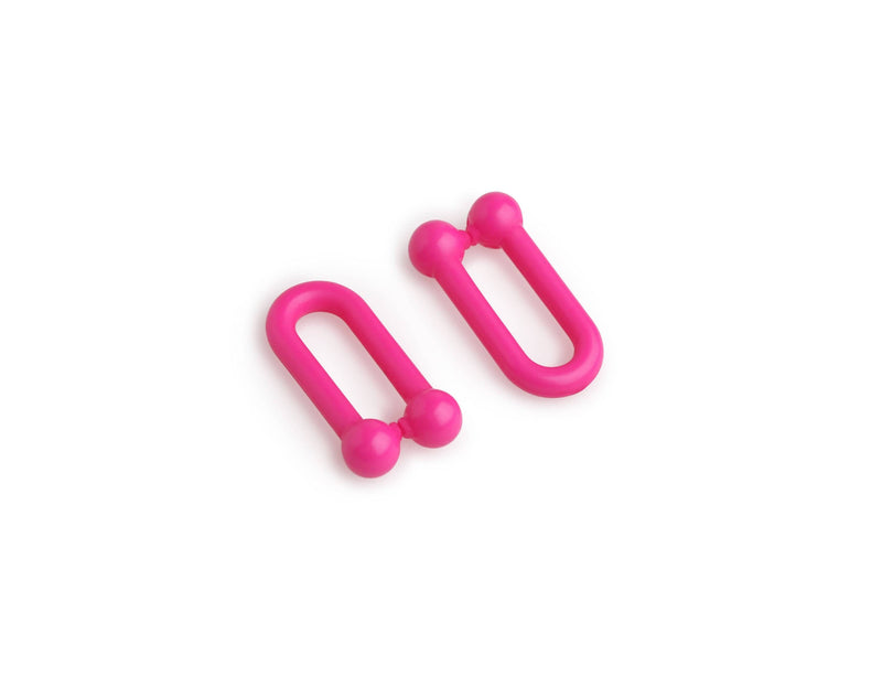 1ft Small Acrylic Chain Links in Hot Pink, 17mm, Bamboo Style with U Shape, For Jewelry Making