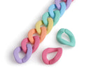 1ft Small Matte Pastel Acrylic Chain Links, 19mm, Mixed Colors, Kawaii Rainbow