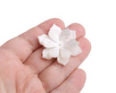 2 White Lotus Flower Beads, Includes 1 Small and 1 Large, Pearl Acrylic Flower Beads for Scrapbooking, Embellishment, Studs, Bows, 1.5" Inch