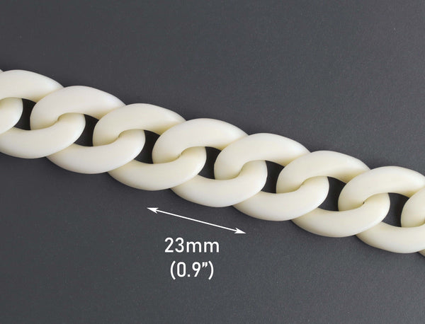 1ft Ivory Plastic Chain Links, 23 x 17mm, Off White Chain, Neutral Colored, Curb Twists