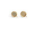 4 Gold Plated Bezel Stud Earring Settings with 1 Loop, Fits 8mm Cabochons, Metal Brass, Deep Base Tray
