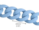 1ft Matte Calm Blue Acrylic Chain Links, 40mm, Extra Large, For Purse Straps and Choker Necklaces