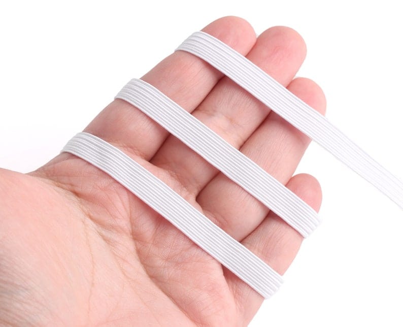 3/8" Inch White Elastic Cord for Sewing, 1 Yard, 8mm Wide, Stretchy Elastic, Thin Elastic Rope, Polyester