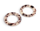 2 Designer Swimwear Rings in White Tortoise Shell, Thick Plastic, Acrylic Semi Transparent O Ring, Swimsuit Bikini, 1.75 Inch