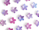 4 Tiny Blue and Purple Flower Bead Caps, 12mm, 1 Hole, Glittery Acrylic, Mini Daisy Beads