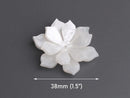 2 White Lotus Flower Beads, Includes 1 Small and 1 Large, Pearl Acrylic Flower Beads for Scrapbooking, Embellishment, Studs, Bows, 1.5" Inch