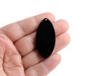 4 Black Oval Charms, 1 Hole, Reversible Blanks for Keychains and Earrings, Acrylic Beads, 44 x 21.5mm