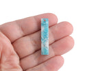 4 Rectangle Bar Charms in Sky Blue, 36 x 7.5mm, 1 Hole, Acrylic Beads, Vertical Bar Charms