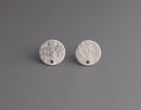 4 Small Silver Stud Earring Blanks with Brushed Metal, Textured, Flat Round Circle Discs with Posts, Simple Ear Stud Base, 12mm