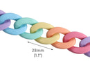 1ft Large Matte Pastel Chain with Acrylic Links, 28mm, Mixed Rainbow Colors, Cute Kawaii