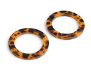 2 Big Designer Swimwear Rings in Tortoise Shell, 1.95 Inch, High Quality and Thick Plastic, Acrylic O Ring, Swimsuit Bikinis