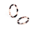 4 White Tortoise Shell Oval Ring Connectors, Undrilled, Loops for Macrame, Swimsuit and Purse Rings, Acetate, 33 x 22mm