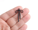 4 Matte Black Droopy Bow Charms, 32.5 x 20mm, Metal Pendants, Large Bow Tie, Rubber Effect, Artsy Craft and Jewelry Findings