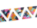 4 Small Triangle Charms in Multicolors, 21.5 x 19mm, 1 Hole, Cute Plastic Beads, Upside Down Triangle