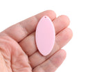 4 Flat Oval Charms in Light Pink, Round Disc Tags for Earrings and Keychains, Pastel Acrylic Plastic Beads, 44 x 21.5mm