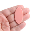 4 Flat Oval Charms in Peach, Coral Orange Pink, Round Tag Discs, Acrylic, 44 x 21.5mm