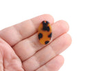 4 Oval Charm Beads in Tortoise Shell, Leopard Print Pattern, Small Tags for Earrings and Keychains, Acetate Plastic Beads, 25 x 14.5mm