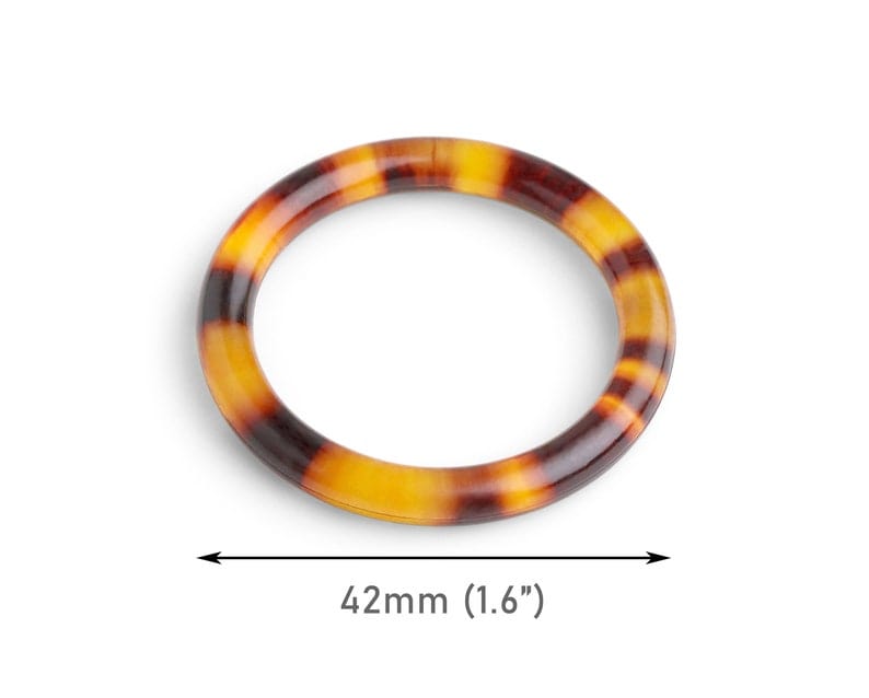 2 Tortoise Shell Rings, 1.6 Inch, Acrylic Rings for Swimsuits, Plastic Circle Loops, Purse Straps Adjuster, Craft Sewing Rings