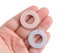 2 Ring Beads in Light Blue and Nude Pink, 29mm, 1 hole, Acetate Plastic Beads, Reversible