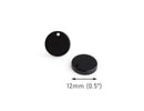 4 Small Black Round Charms, 12mm,1 Hole, Black Acrylic Blanks, Bracelet and Anklet Circle Charms