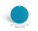4 Round Blue Charms, 35mm, 1 Hole, Acrylic Beads, Plastic Flat Discs, Super Chunky