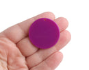 4 Round Purple Charms, 35mm, 1 Hole, Acrylic Beads, Big Round Blanks, Flat Circle Discs