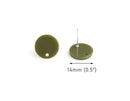 4 Olive Green Ear Studs with Hole, Metal Posts, DIY Earring Crafts and Jewelry, Acrylic, 14mm