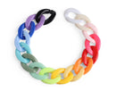 1ft Rainbow Acrylic Chain Links, 23 x 17mm, Random Mixed Colors, Multicolored Curb Twists