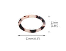 4 White Tortoise Shell Oval Ring Connectors, Undrilled, Loops for Macrame, Swimsuit and Purse Rings, Acetate, 33 x 22mm