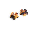4 Small Flower Flatbacks in Tortoise Shell with Gold Middles, 18mm, Undrilled, Cute Cabochons