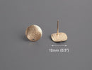 4 Gold Earring Studs with Stardust Finish, Small Wavy Ear Studs, Organic Round Circles with Posts, Metal, 12mm