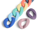 1ft Matte Rainbow Plastic Chain Links, 39mm, Acrylic Chain, Random Mixed Colors