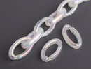 1ft Clear Acrylic Chain Links in Opal Mist, 35mm, Chunky Ovals, Translucent and Iridescent