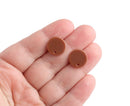 4 Dark Brown Stud Earrings with 1 Hole, Small Round Flat Circle Ear Studs with Posts, Acrylic, 14mm