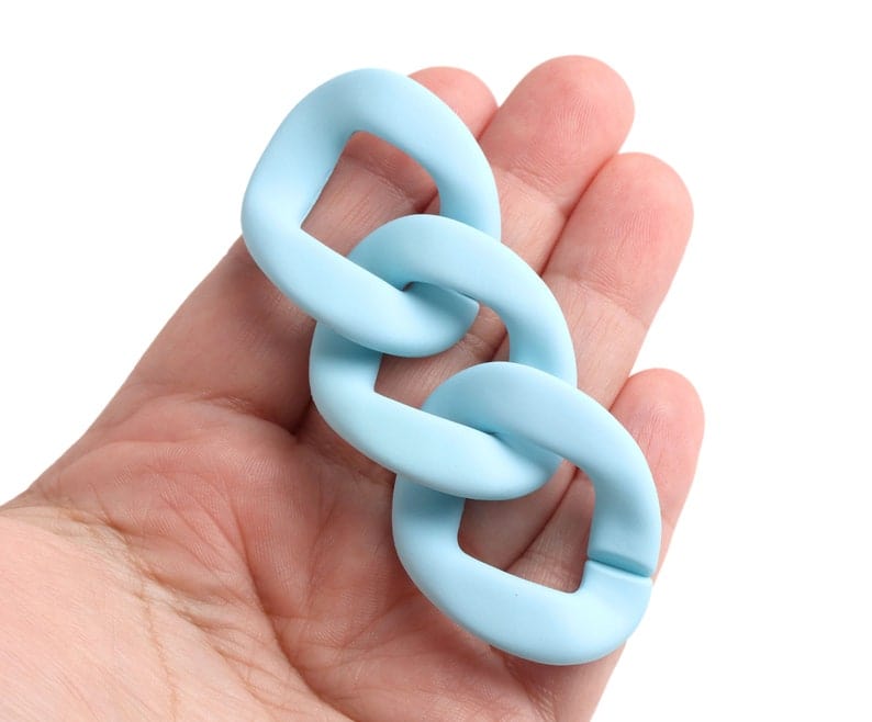 1ft Matte Light Blue Acrylic Chain Links, 40mm, Extra Large for Purse Straps