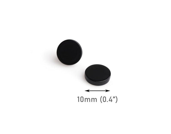 4 Small Round Blanks in Black, 10mm, Scrapbooking Embellishment, Circle Earring Stud Findings, Glue On Discs