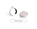 4 Silver Bezel Cups, Fits 12mm Cabochons, Deep Bezel, 12mm Pendant Tray, Bezel Tray, Round Bezel Cups