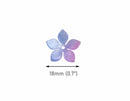 4 Small Blue and Purple Ombre Flower Beads, 18mm, 1 Hole Center Drilled, Acrylic Cabs