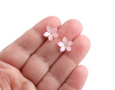 4 Tiny Pearl Pink Flower Bead Caps, 12mm, 1 Hole, Acrylic, Mini Daisy Beads, Ear Stud Pieces