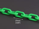 1ft Matte Neon Green Chain Links, 27 x 16mm, Ultra Smooth, Plastic Chain for Necklaces and Bracelets