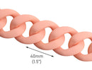 1ft Matte Coral Orange Plastic Chain Links, 40 x 33mm, Peach Colored, Large Chunky Acrylic Chain