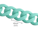 1ft Matte Mint Green Plastic Chain Links, 40 x 33mm, Extra Large Acrylic Chain for Purse Straps, Curb Chain