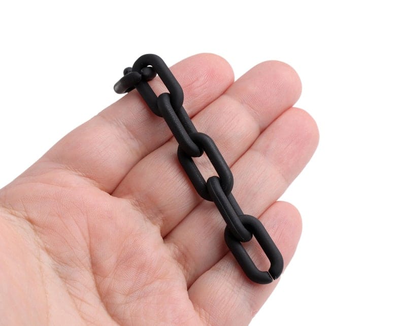 1ft Small Matte Black Acrylic Chain Links, 20mm, Paperclip, Earring Connectors