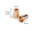 2 Gold Cord Ends, 5mm and 8mm openings, For Swimsuit Strings, Bikini Tops, Bra Hardware and Purse Finishers, Sewing Notions