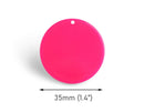 4 Neon Pink Charms, 35mm, 1 Hole, Acrylic Beads, Big Round Blanks, Flat Circle Discs