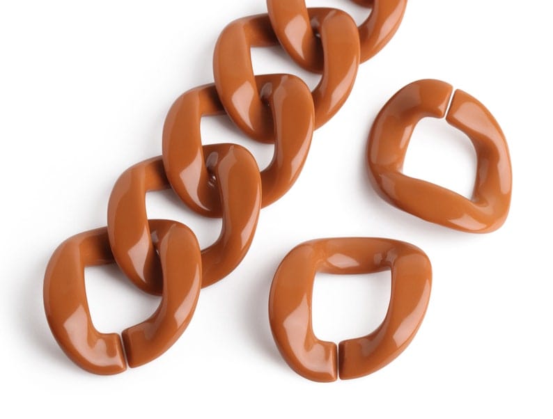 1ft Extra Large Caramel Brown Chain Links, 40mm, Acrylic Connectors, For Purses and Handbags