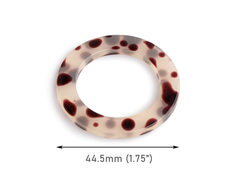 2 Designer Swimwear Rings in White Tortoise Shell, Thick Plastic, Acrylic Semi Transparent O Ring, Swimsuit Bikini, 1.75 Inch